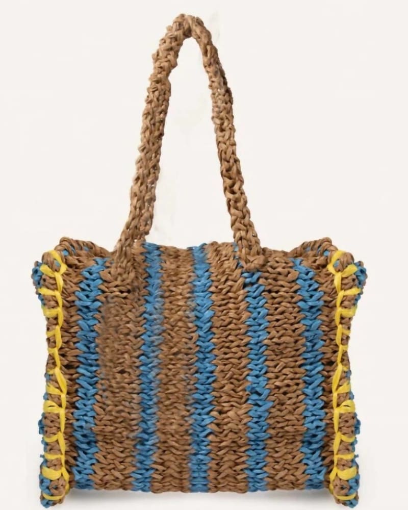 Front of a size O/S Celestina Bag in Tabacco Azzurro in Tabacco Azzurro by Maria La Rosa. | dia_product_style_image_id:328863
